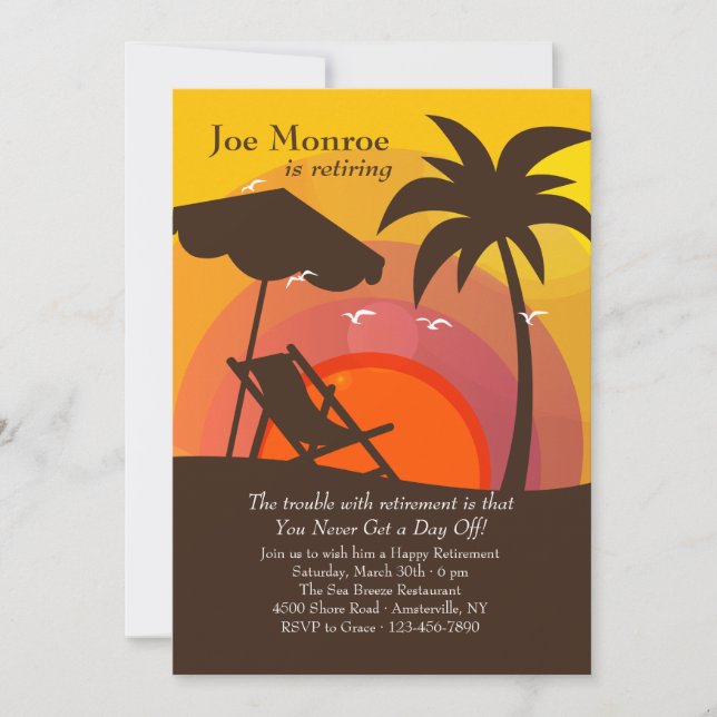 Sunset Glory Retirement Party Invitation (Front)