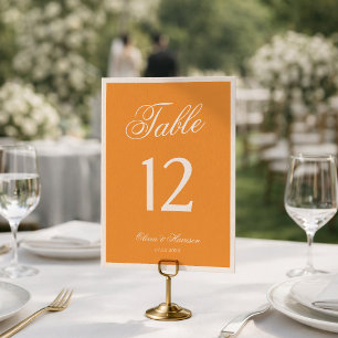 Sunset Glow Orange Wedding Table Number