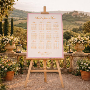 Sunset Glow Pink Elegant Script Wedding Seating Foam Board