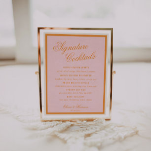 Sunset Glow Pink Orange Cocktail Menu Sign
