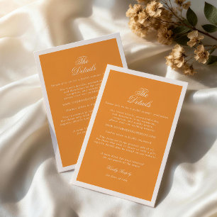 Sunset Glow Pink Orange Elegant Wedding Details Enclosure Card