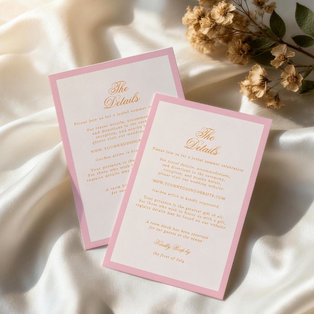 Sunset Glow Pink Orange Preppy Stripes Details Enclosure Card (Creator Uploaded)