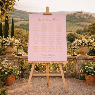 Sunset Glow Pink Orange Seating Chart Foam Board