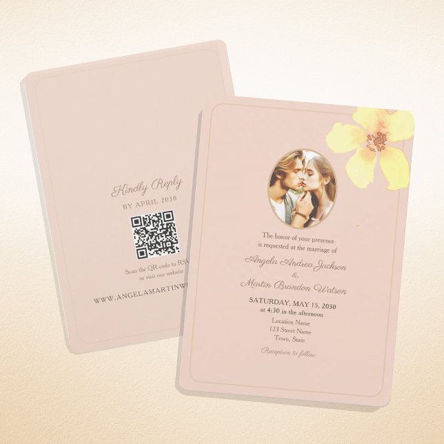 Sunset Glow QR Photo Wedding Invitation (Creator Uploaded)