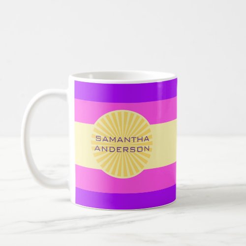 Sunset Glow Stripes_Purple Pink and Yellow Coffee Mug