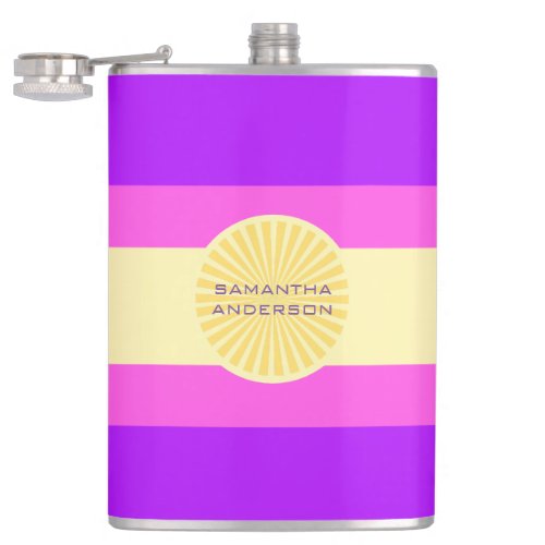 Sunset Glow Stripes_Purple Pink and Yellow Flask