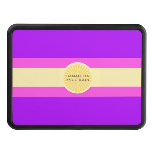 Sunset Glow Stripes_Purple Pink and Yellow Hitch Cover