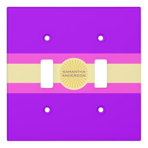 Sunset Glow Stripes_Purple Pink and Yellow Light Switch Cover