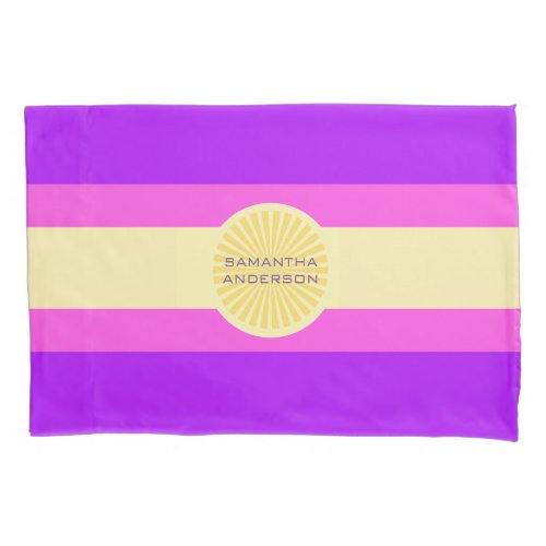 Sunset Glow Stripes_Purple Pink and Yellow Pillow Case