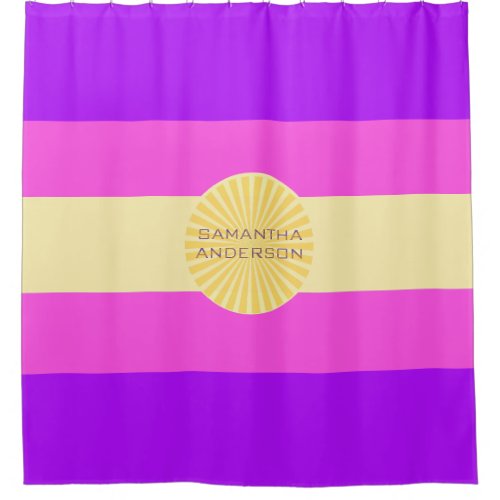 Sunset Glow Stripes_Purple Pink and Yellow Shower Curtain