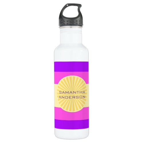 Sunset Glow Stripes_Purple Pink and Yellow Stainless Steel Water Bottle