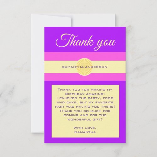 Sunset Glow Stripes_Purple Pink and Yellow Thank You Card