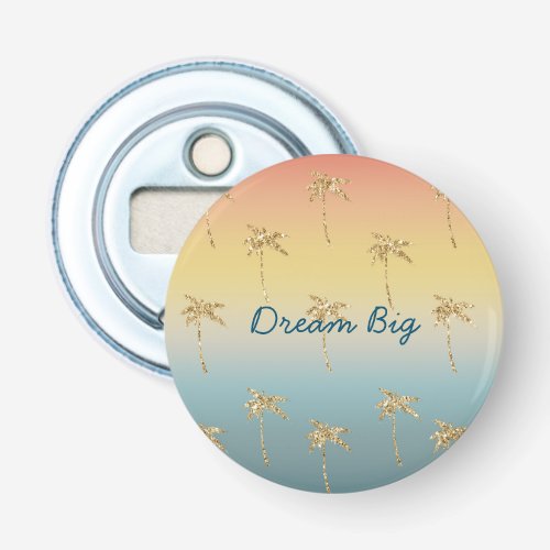 Sunset Gold Glitter Palm Trees Bottle Opener