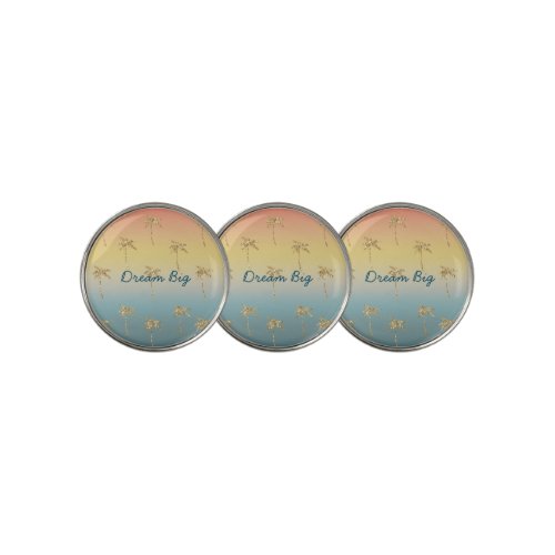 Sunset Gold Glitter Palm Trees Golf Ball Marker