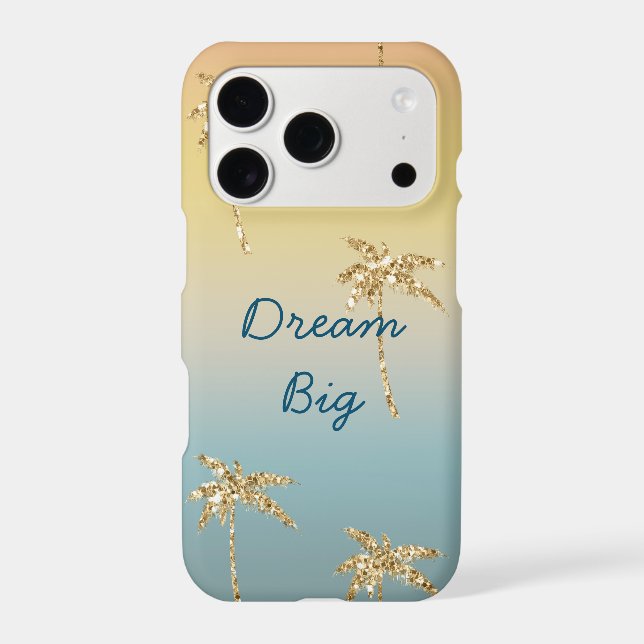 Sunset Gold Glitter Palm Trees iPhone Case (Back)