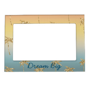 Sunset Gold Glitter Palm Trees Magnetic Frame