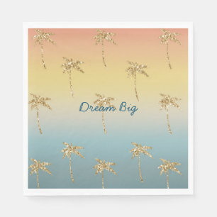 Sunset Gold Glitter Palm Trees Napkins