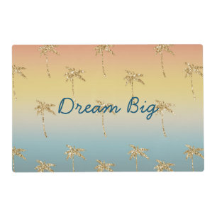 Sunset Gold Glitter Palm Trees Placemat