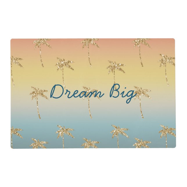 Sunset Gold Glitter Palm Trees Placemat (Front)