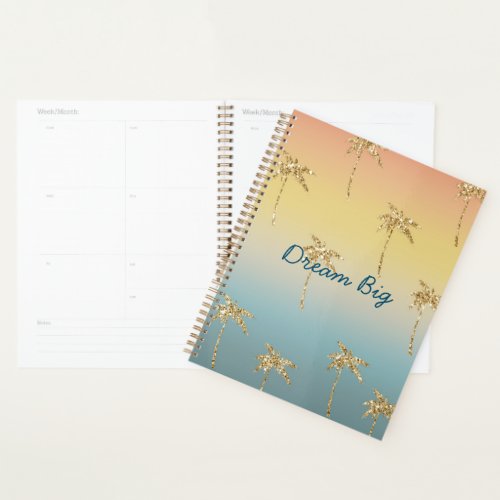 Sunset Gold Glitter Palm Trees Planner