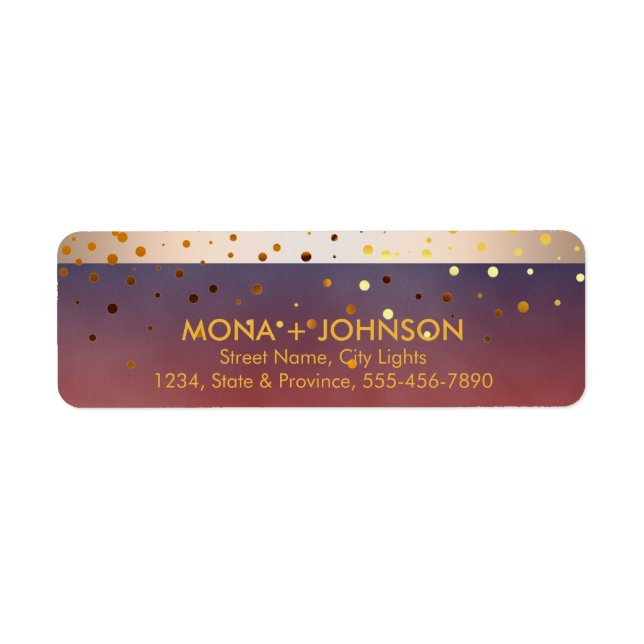 Sunset Gold Glitter Sparkle Confetti Dots Modern Label (Front)