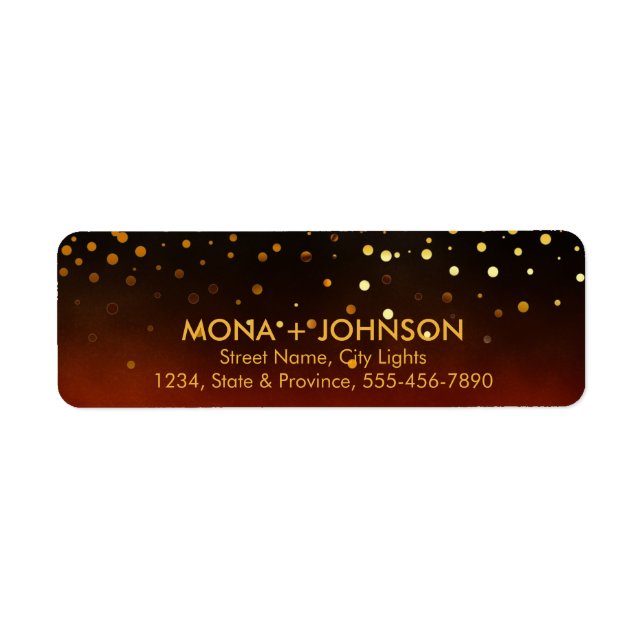 Sunset Gold Glitter Sparkle Confetti Dots Modern Label (Front)