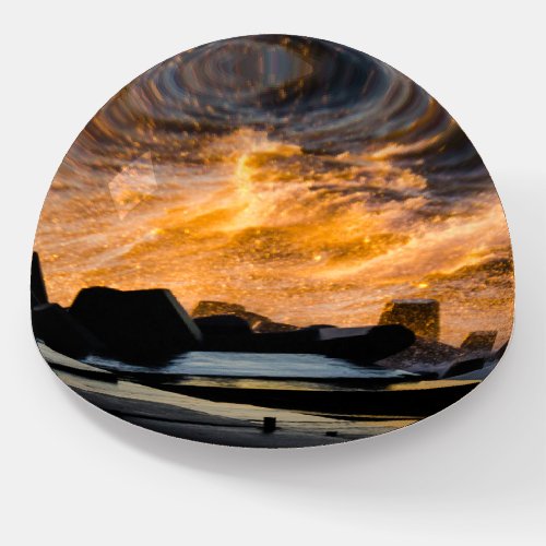 Sunset Gold Waves  Paperweight