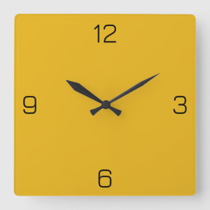 Sunset Gold Yellow E8B319 Color Add a Name Option Square Wall Clock