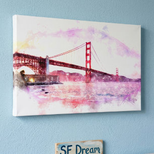 Sunset Golden Gate Bridge Pastel in San Francisco Canvas Print