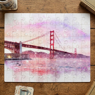 Sunset Golden Gate Bridge Pastel in San Francisco Jigsaw Puzzle