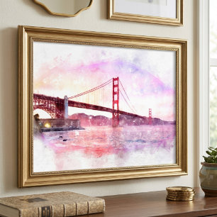 Sunset Golden Gate Bridge Pastel in San Francisco Photo Print