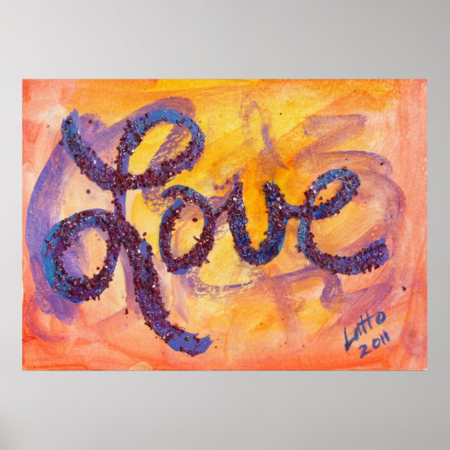 Sunset Golden Glow Love Art Painting Poster Print (Front)