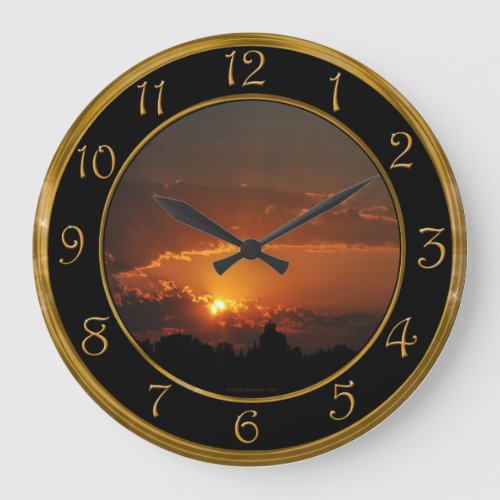 Sunset Golden Rays Large Clock