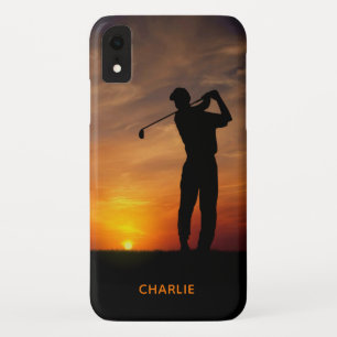 Sunset Golfer custom name phone cases