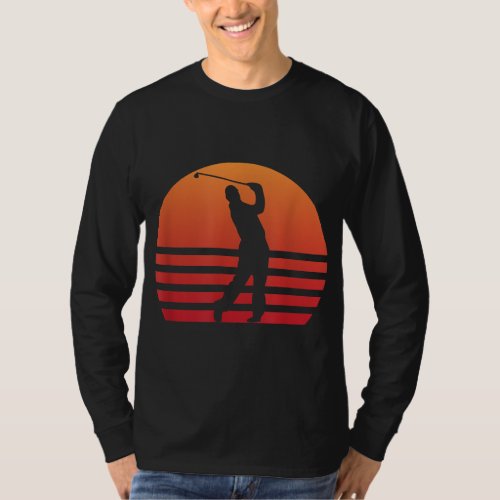 Sunset Golfer Golf Player Golf Club Sports Golfing T_Shirt