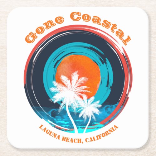 Sunset Gone Coastal Pick Your Beach Square Paper Coaster