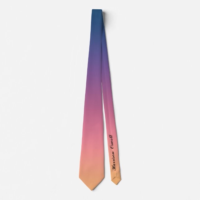 Sunset Gradient Purple and Pink Pastel Neck Tie (Front)