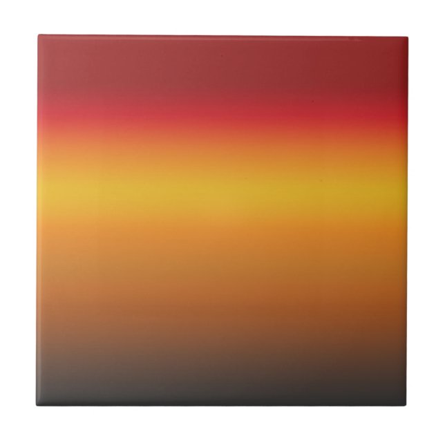 Sunset Gradient Vibrant Red Orange Yellow Ombre Ceramic Tile (Front)
