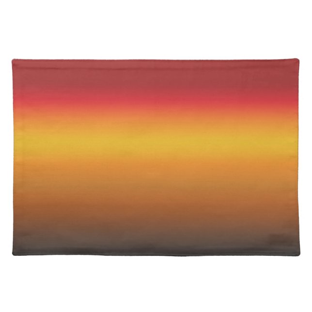 Sunset Gradient Vibrant Red Orange Yellow Ombre Cloth Placemat (Front)