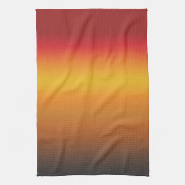 Sunset Gradient Vibrant Red Orange Yellow Ombre Kitchen Towel (Vertical)