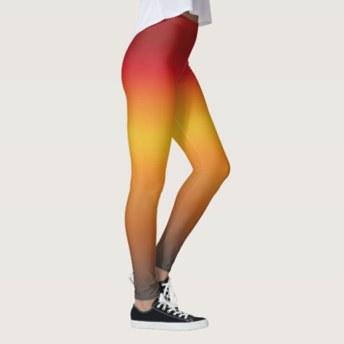 Sunset Gradient Vibrant Red Orange Yellow Ombre Leggings