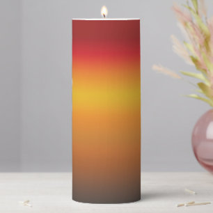 Sunset Gradient Vibrant Red Orange Yellow Ombre Pillar Candle