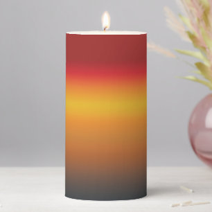 Sunset Gradient Vibrant Red Orange Yellow Ombre Pillar Candle