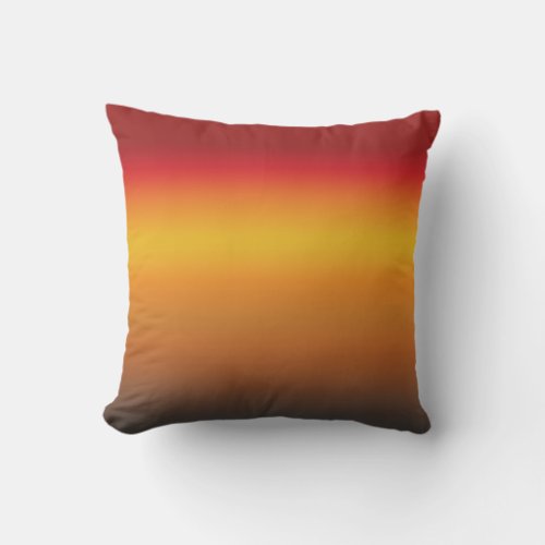 Sunset Gradient Vibrant Red Orange Yellow Ombre Throw Pillow