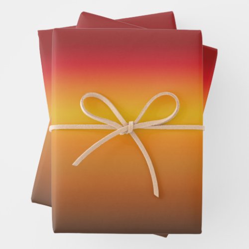 Sunset Gradient Vibrant Red Orange Yellow Ombre Wrapping Paper Sheets