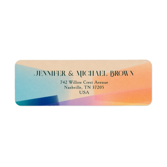 Sunset Gradient Wedding Address Design Label (Front)