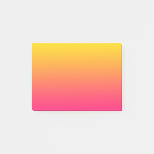 Sunset Gradient Yellow To Deep Pink Color Ombre Post It Notes