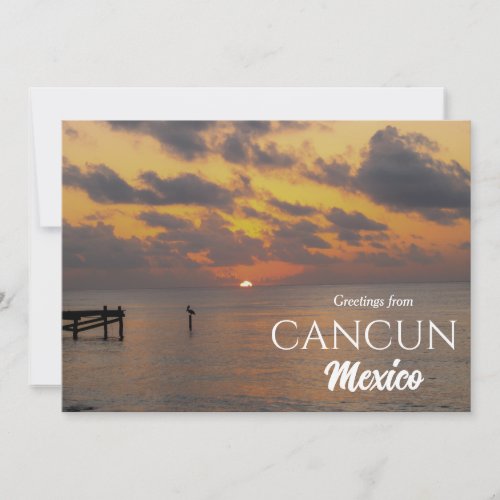 Sunset Greetings from Cancun Mexico Postcard
