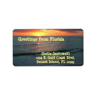 Sunset / Gulf Coast / Calm Water / Orange & Yellow Label