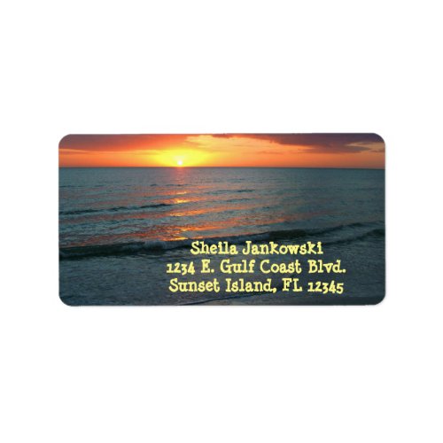 Sunset  Gulf Coast  Calm Water  Orange  Yellow Label